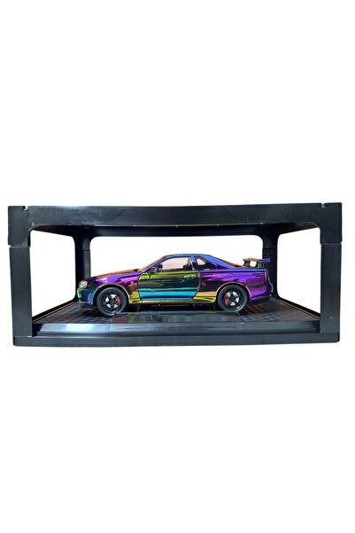 TOYSTURKA 1:24 Metal Model Koleksiyon Araba Nissan Skyline GT-R R34 Yeşil-Mor...