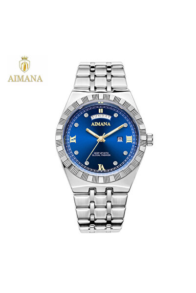 AIMANA Luxury Men's Watch Blue Dial, Luminous, Stainless Steel, Day & Date 3A...