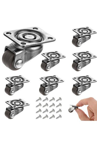 Arabest 8Pcs 1/2inch Small Caster Wheels, 360 Degree Swivel Casters Set,Caste...