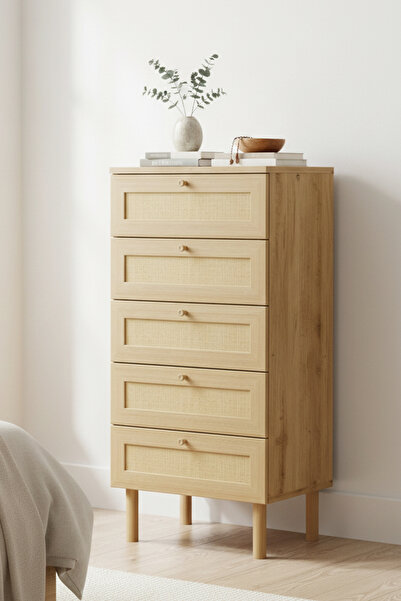 SARMOBİ Baru 5 Çekmeceli Şifonyer , Çamaşırlık Yatak Odası Bebek Odası Cadiz