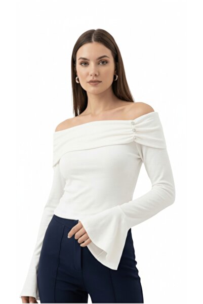 ATALYA ACCESSORY Γυναικεία μπλούζα με λεπτομέρεια κουμπιών στο γιακά Madonna,...