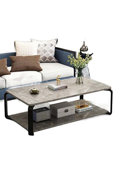 Türkiye Modern Wooden Coffee Table Marble Texture Two Layers Square Living Ro...