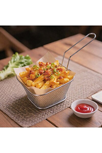 OEM Stainless Steel Basket with Handle for Serving French Fries 10x9x6cm