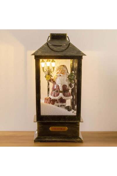 OEM Glob Lichid de Craciun Felinar cu Mos Craciun Lumina & Muzica 16,5x16,5x34cm