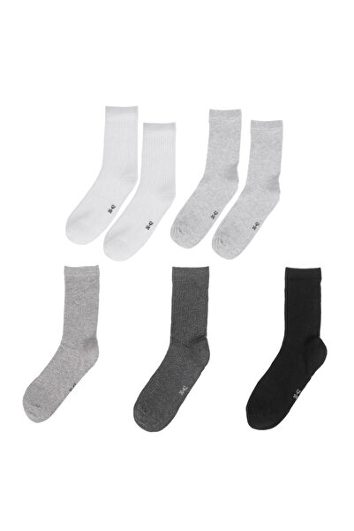 OEM Black Grey White Ribbed Socks for Women (36-42) - 7 pairs