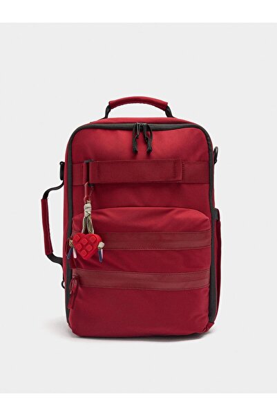 PARFOIS Kalp Charm'lı Teknik Kumaş Kabin Boy Sırt Çantası