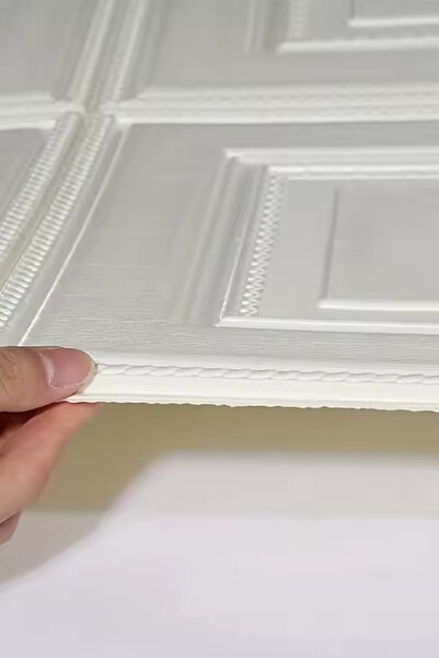 Bien Home 70x70cm Kare 3d Dekoratif Beyaz Yapışkanlı Köpük Duvar Kaplama Paneli-Tavan Kaplama