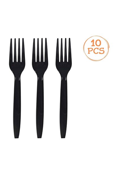 OEM Reusable Black Plastic Party Forks 15.8cm - 10pcs