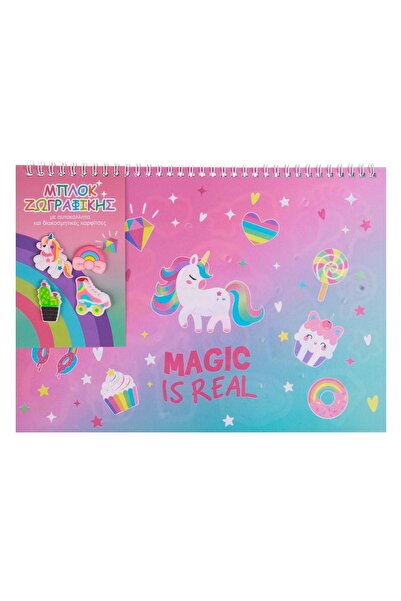 OEM Bloc de Desen A4 Coperta cu Unicorn Autocolante Pinsi Decorativi & Spiral...