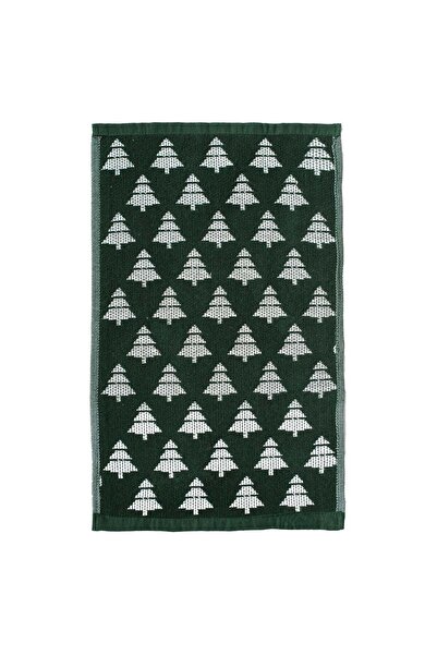 OEM Prosop de Bucatarie Verde cu Model Brazi Albi de Craciun 60x35cm