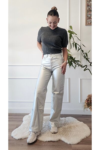 Nisan High Waist Metallic Trousers