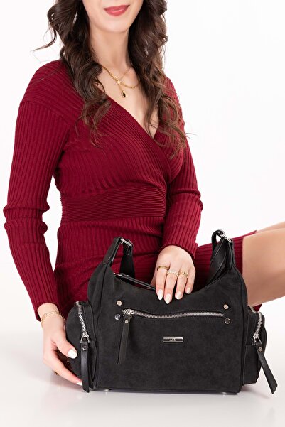 Gondol Women's Handy Daily Bag Ald.80735 Black Suede