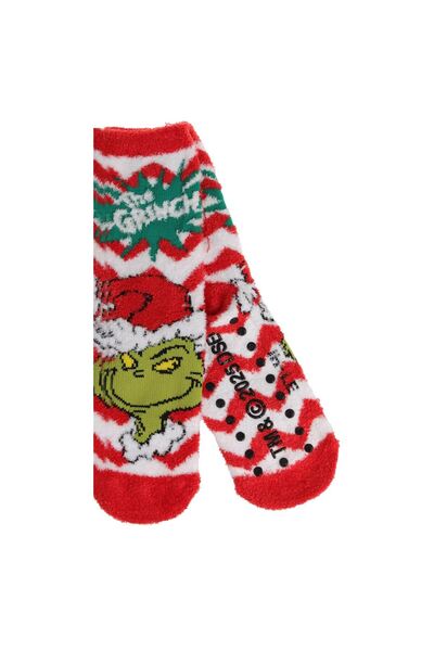 OEM Sosete de Craciun Verzi Rosii Albe Pufoase cu Model Grinch Anti-slip pent...