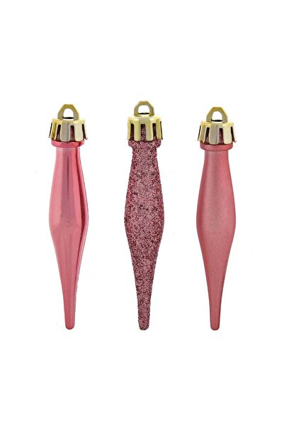 OEM Ornamente Brad de Craciun Turturi Roz Lucios Mat & Glitter 8cm - 18buc