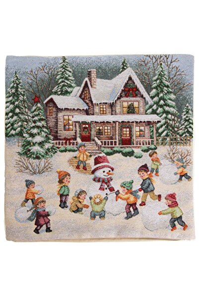 OEM Χριστουγεννιάτικη Διακοσμητική Θήκη μαξιλαριού με Σχέδιο Παιδιά σε Χιονισ...