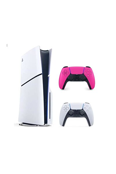Playstation جهاز ألعاب نحيف 5 إصدار قرص مع وحدة تحكم إضافية وردية اللون