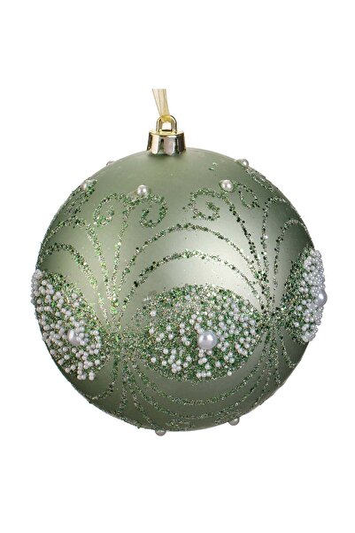 OEM Ornament Brad de Craciun Glob Verde Menta cu Glitter & Margele Ø12cm