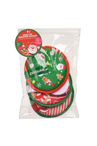 OEM Makeup Remover Sponge Set with Christmas Pattern Ø10cm - 3pcs
