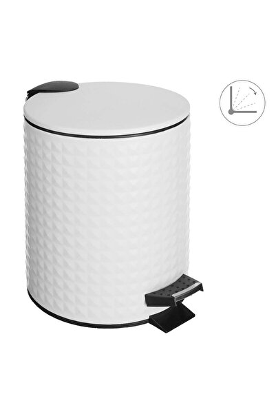 OEM White Metal Bathroom Basket with Embossed Pattern 5L