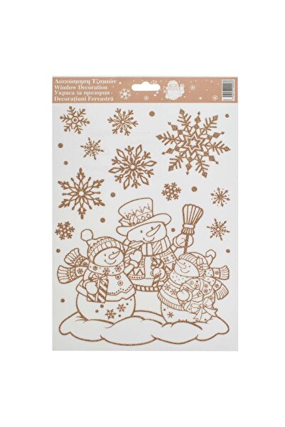 OEM Autocolante Decorative de Craciun Oameni de Zapada cu Glitter Sampaniu 20...