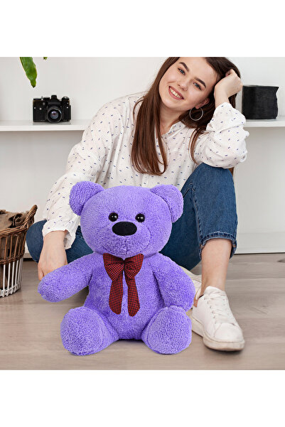 Pababo 50 cm Oturan Papyonlu Peluş Ayıcık – Yumuşak Dokulu Sevimli Ayı