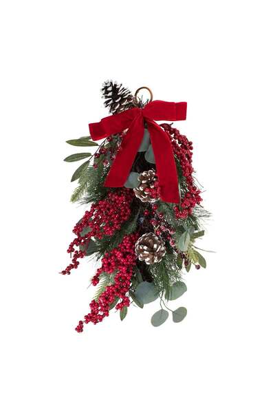 OEM Χριστουγεννιάτικο Στολίδι Επιτραπέζιου Χαρτιού Κλαδιά με Μούρα & Κώνους 6...