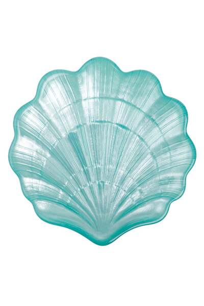 OEM Turquoise Glass Bowl and Plate in Shell Shape 13x13x2cm