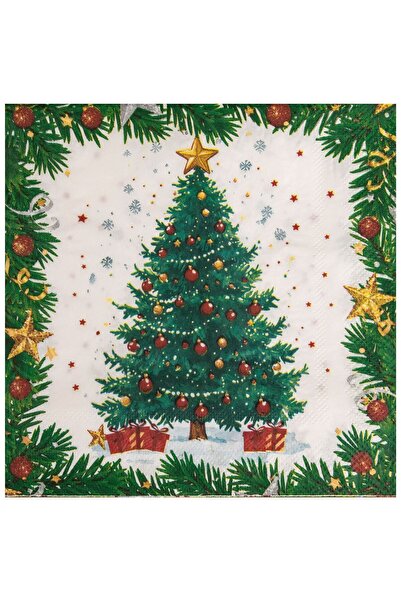 OEM Servetele de Masa de Craciun cu 2 Straturi Model Brad Impodobit 33x33cm -...