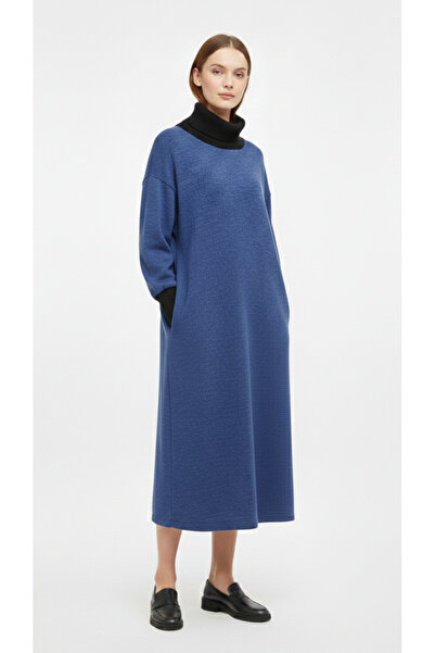 KASHA Women's High-Neck Long Knit Dress with Sleeve Detail and Hidden Pockets...