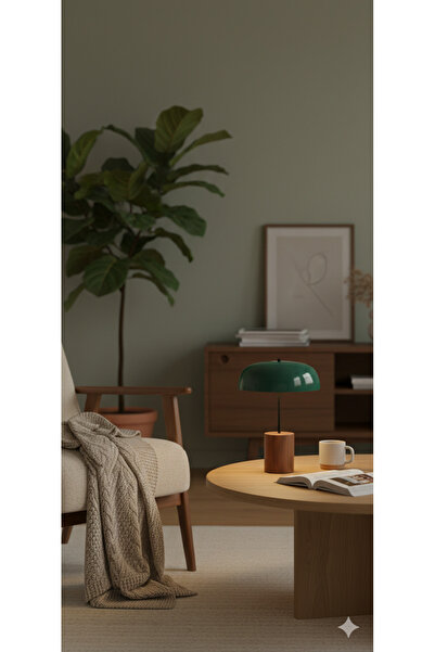 VEYRA Kablosuz Şarjlı Tasarım Masa Lambası - Forest Green