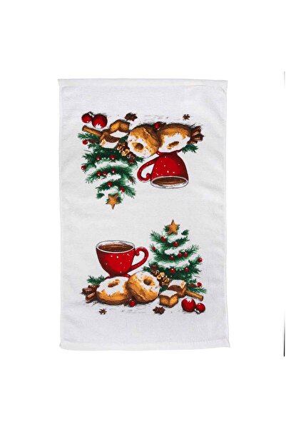 OEM Prosop din Bumbac de Bucatarie Alb de Craciun cu Model Donut 60x35cm