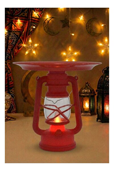 Fun Moment Traditional Ramadan Lantern In Red Color With Serving Plate