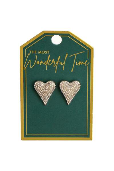 OEM Gold-Colored Heart-Shaped Rhinestone Earrings for Women