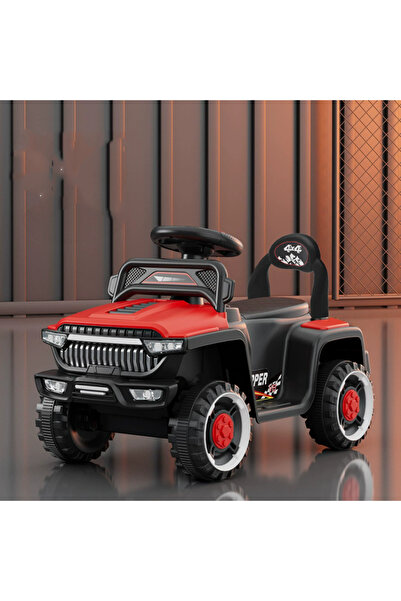 Toybox Kids Electric Ride-On Jeep, 6V 4.5AH Battery with LED Lights & Music, Red