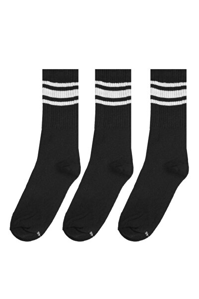 OEM Black Socks with White Stripes for Men (41-46) - 3 pairs