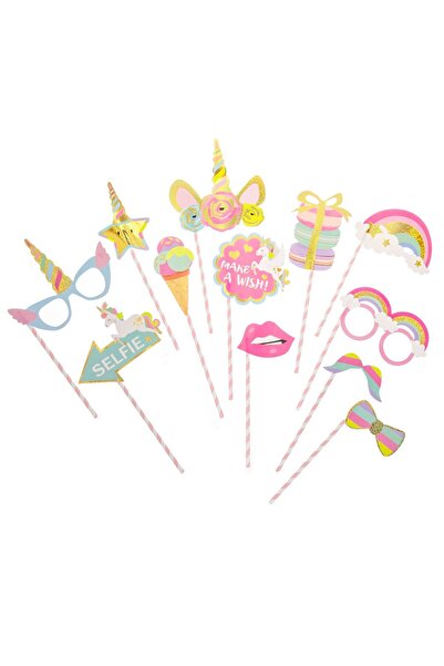 OEM Unicorn Rainbow Glitter Gold Party Accessories Set - 12pcs