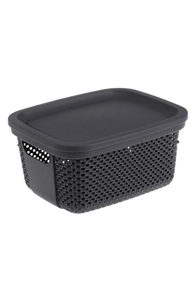 OEM Perforated Plastic Storage Basket with Lid Anthracite 6L