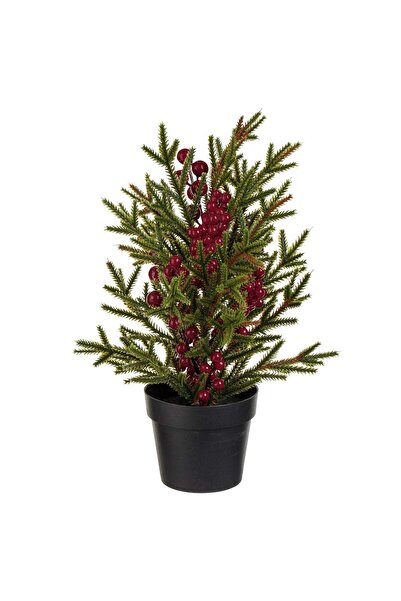 OEM Decorative Christmas Pot with Branches & Berries Ø10x33cm