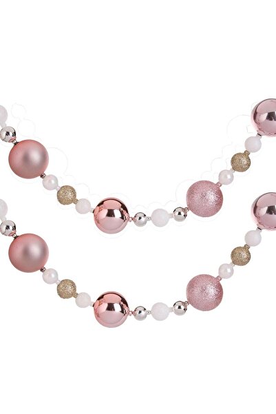OEM Ghirlanda Decorativa de Craciun cu Globuri Roz Sampanii (5cm) - 2,08m