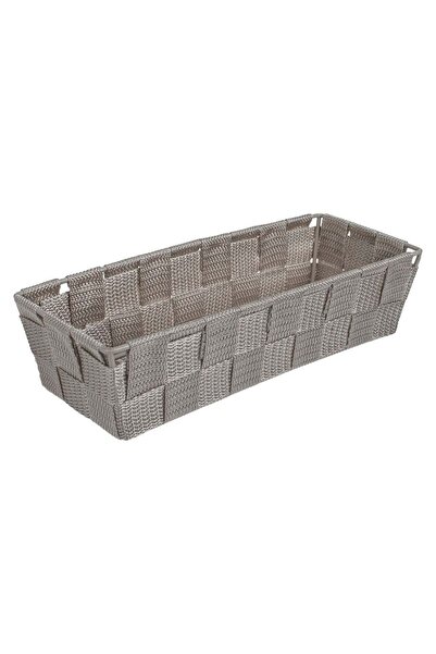 OEM Storage Basket with Metal Frame & Woven Pattern Taupe Grey 26x10x6cm
