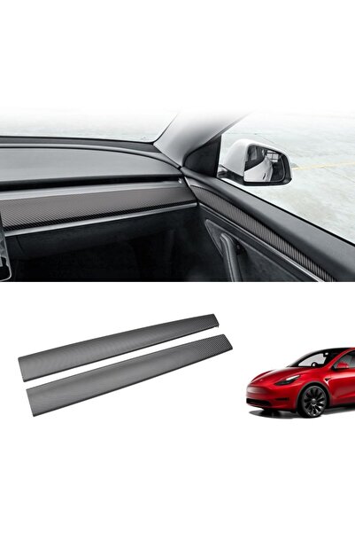 TESLA Model Y - Model 3 Ön Göğüs Dekoratif Karbon Kaplama - Mat Siyah - 2 Ade...