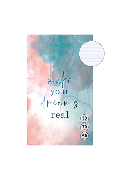 OEM A5 Notebook Turquoise Pink with Marble Pattern "Make Your Dreams Real" - ...