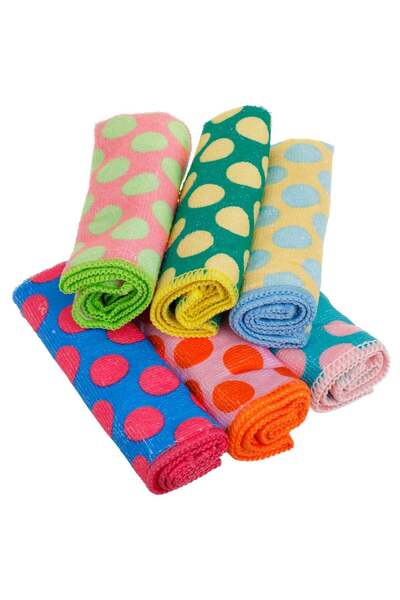 OEM Colorful Microfiber Cloths with Polka Dot Pattern 30x30cm - 6pcs