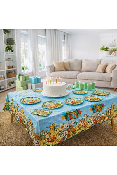 OEM Servetele de Masa cu 2 Straturi Model Animale din Jungla "Happy Birthday" 33x33cm - 12buc
