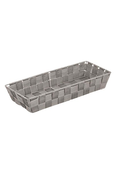 OEM Taupe Grey Woven Storage Basket with Metal Frame 36x14x6cm