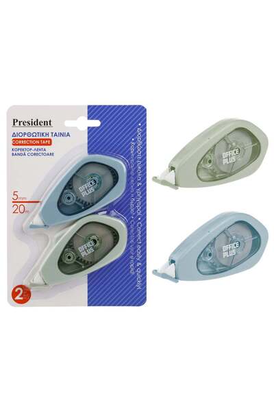 OEM President Correction Tape Set Blue Green 20mx5mm - 2pcs