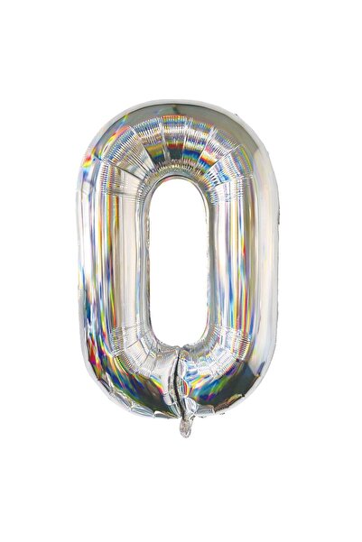 OEM Balon Petrecere din Folie Argintie Holografica Nr.0 - 81cm