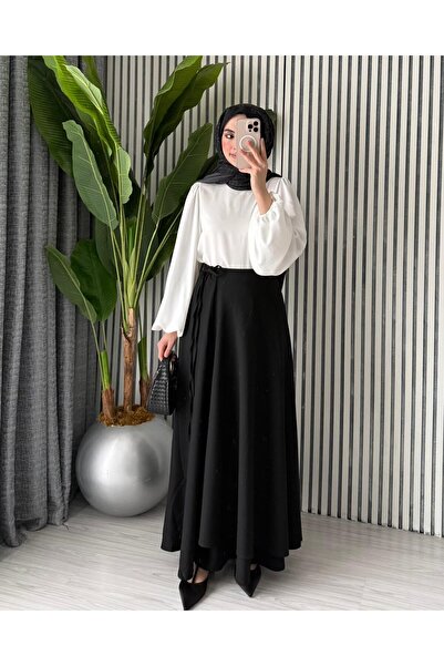 Molly Nelly Kadın Yandan Bağlamalı Dökümlü Mevsimlik İnce Yandan Bağlamalı Etek