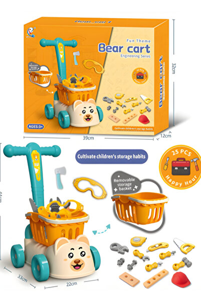 DAT Bear Cart Toy – 2-in-1 Shopping Cart with Removable Basket & 25 Pieces To...