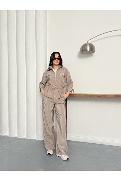 Nazline Women's Drawstring Waist Parachute Suit with Pockets